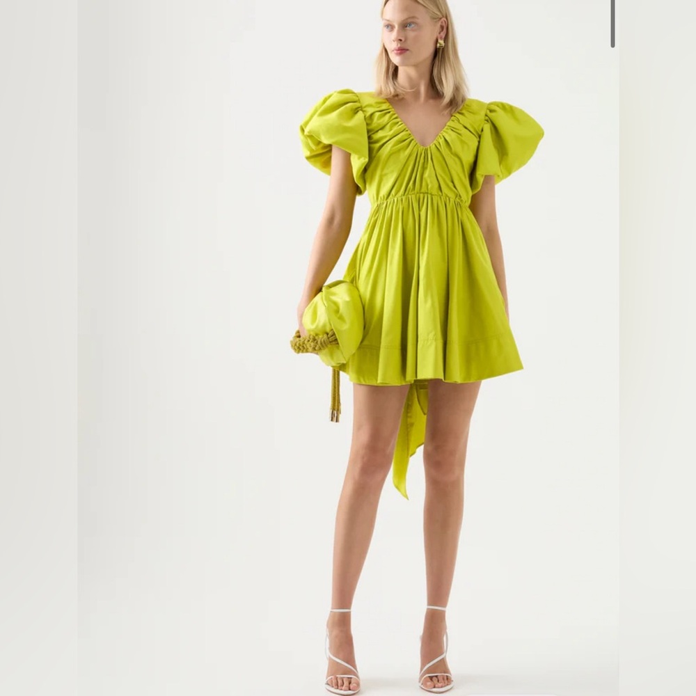 Aje Lime Green Puff Sleeve Dress - Picture 3 of 7